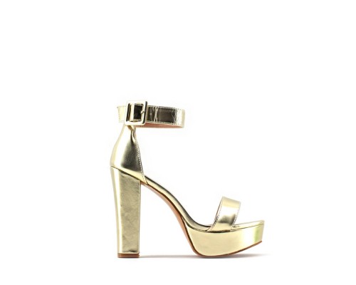 Sandalia Tacón Ancho Plataforma PU Fiesta